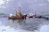 Pino Canvas Paintings - AT THE HARBOUR
